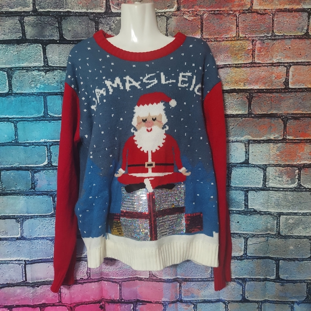 Meditation Santa Namaste  Girls Christmas Sweater🎄🎅